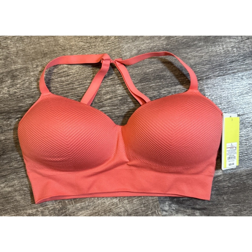Women's All in Motion Large Support Seamless Ribbed Bra Light Red NWT 4525G8